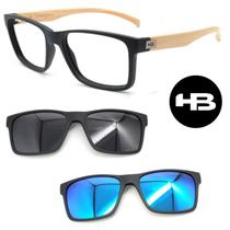 Armação Grau Hb Switch 0339 261 Preto Madeira com 2 Clipons Armação Grau Hb Switch 0339 261 Preto Madeira com 2 Clipons