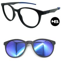 Armação Grau Oculos Redondo HB 0253 0003 com 1 Clipon Azul