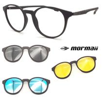 Armação Grau Redondo Mormaii 6071 Swap2 Preto +3 Clipons CAN