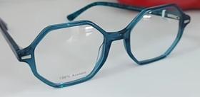 Armação hexagonal azul transparente