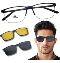 Armação Masculino Metal Clip-on Solar Polarizado Multiclips Armação Masculino Metal Clip-on Solar Polarizado Multiclips
