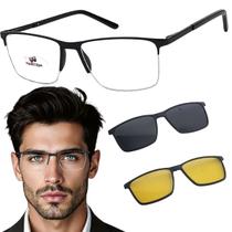 Armação Multiclips Metal Social Retangular Clip On Adulto Armação Multiclips Metal Social Retangular Clip On Adulto