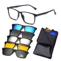 Armação Óculos 6 Em 1 Grau Sol Clip on Masculino Magnético Mod:9803 Armação Óculos 6 Em 1 Grau Sol Clip on Masculino Magnético Mod:9803