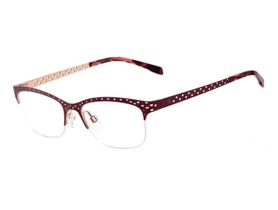Armação Óculos Bulget Bg1534 07b Vermelho Dourado Brilho