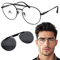Armação Óculos Clip-on 2 Em 1 Solar Uv400 Redondo Para Grau