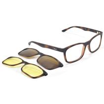 Armação Oculos Clip On Dia E Noite Lente Solar E Amarela 950