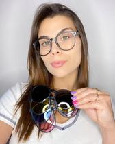 Armação Óculos Clipon Grau Feminino Redondo Kim 5 Em 1