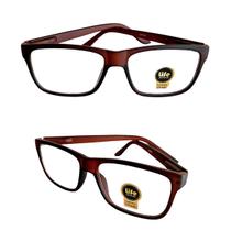 Armação Óculos com Grau +1.00 até +5.00 Leitura Perto Marrom Emborrachado