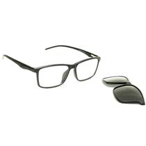 Armação Óculos de Grau Clipon Masculino Heyan Rentanguar Clip on Lentes Polarizadas com UV400