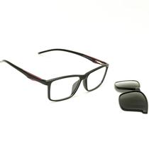 Armação Óculos de Grau Clipon Masculino Heyan Rentanguar Clip on Lentes Polarizadas com UV400