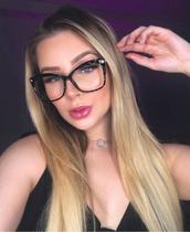 Armação Óculos de Grau Feminina Quadrado Diamond Facetada Preto