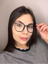 Armação Óculos De Grau Feminina Redonda Preta Daly Armação Óculos De Grau Feminina Redonda Preta Daly