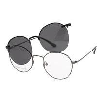 Armação Óculos De Grau Maculino Redonda Clipon 2 Em 1 Joe