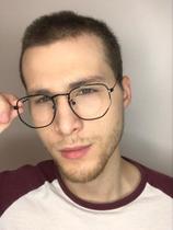 Armação Óculos De Grau Masculino Hexagonal Preto