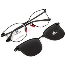 Armação Óculos de Grau Redondo Clip on Feminino Geek Metal - Multiclips