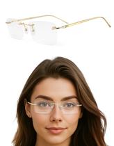 Armação Oculos De Grau Sem Aro Balgrif Flutuante Leve Retangular C7