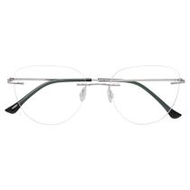 Armação Óculos Feminino Balgriff Titanium De Grau Gatinho Sem Aro Prata Tremix