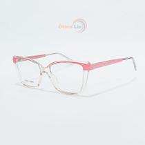 Armação óculos feminino transparente com rose