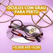 Armação Óculos Grau +0.50 até +5.0 Leitura Perto Café Acetato Retro Oval Feminino