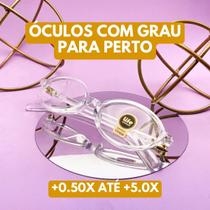 Armação Óculos Grau +0.50 até +5.0 Leitura Perto Transparente Acetato Retro Oval Feminino