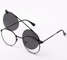Armação Óculos Grau Clipon 2 Em 1 Redondo Masculino Marcos Preto - Palas Eyewear