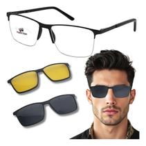 Armação Óculos Grau Masculino Clip On 2 Em 1 Metal Acetato Polarizado Armação Óculos Grau Masculino Clip On 2 Em 1 Metal Acetato Polarizado