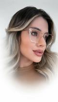 Armação Óculos Grau Retangular Transparente Rosa