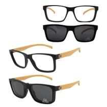 Armação Oculos Hb 0339 Matte Black/Wood Clip On Cz Polaz T53
