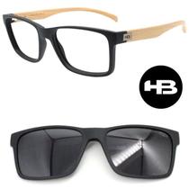 Armação Oculos Hb Switch 0339 261 Preto Madeira com 1 Clipon