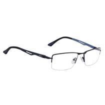 Armação Óculos Masculino De Grau Semi Aro Retangular Hastes 180 Azul Tremix 7570