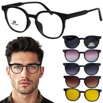 Armação Óculos Para Grau Redondo Multiclips Clip On 6 Em 1
