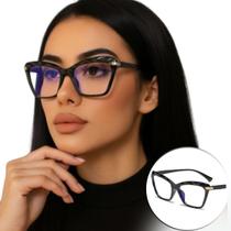 Armação Óculos Sem Grau Cristal Gatinho Elegante Feminino Armação Óculos Sem Grau Cristal Gatinho Elegante Feminino
