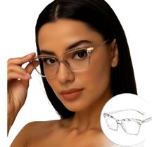 Armação Óculos Sem Grau Cristal Gatinho Sofisticado Feminino