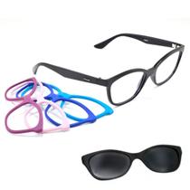 Armação Oculos Smart Troca Frentes Feminino Gatinha 937 Kit3