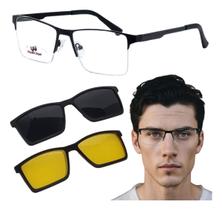 Armação P/ Grau Óculos Em Metal Clip On 3 Em 1 Polarizado Armação P/ Grau Óculos Em Metal Clip On 3 Em 1 Polarizado