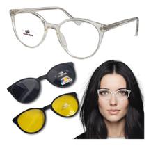 Armação P Óculos feminino Grau Clip On 2 Em 1 Tr90 Magnético Multiclips