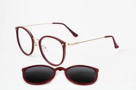 Armação para grau redonda em acetato/metal com solar polarizado proteção uv400