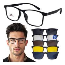 Armação Para Óculos De Grau 6x1 Clip On Magnético Uv400 Preto