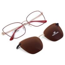 Armação Para Óculos de Grau em Metal Clip on UV400 Feminino