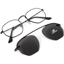 Armação Para Óculos de Grau Em Metal Sextavado Clip On 2 Em 1 Polarizado