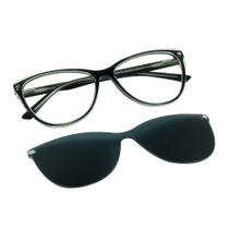 Armação para Óculos de Grau Feminino Miles Vision Clipon Gatinho ZX25013 Preto Clipon Acetato