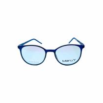 Armação para óculos de Grau Maru.Y Masculino Redondo em Acetato Preto e Azul Armação para óculos de Grau Maru.Y Masculino Redondo em Acetato Preto e Azul