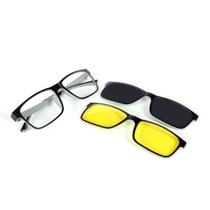 Armação para Óculos de Grau Masculino Miles Vision Clipon Cinza MC3227-C4