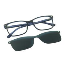Armação para Óculos de Grau Masculino Miles Vision Clipon Retangular ZX25014-C3 Azul Clipon Acetato