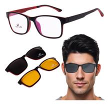 Armação Para Óculos De Grau Oval Masculino Clip On Solar