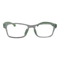 Armação para Óculos de Grau Quadrado Transparente Haste Branca e Verde Claro Infantil Masculino Arco-Iris Kids
