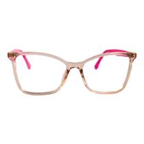 Armação para Óculos de Grau Quadrado Transparente Salmão Alaranjado Haste Rosa Pink Infantil Feminino Arco-íris Kids Armação para Óculos de Grau Quadrado Transparente Salmão Alaranjado Haste Rosa Pink Infantil Feminino Arco-íris Kids