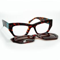 Armação para Óculos de Grau / Sol Feminino Clip-on Solar Removível - Rh luxo