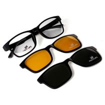 Armação Para Óculos de Grau Unissex Clip On 3 Em 1 Polarizado Sol E Noite - Multiclips