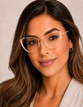 Armação Para Óculos Formato Gatinho De Acetato E Metal Luxo Armação Para Óculos Formato Gatinho De Acetato E Metal Luxo